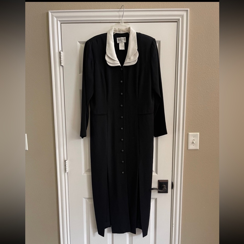 Vtg Julian Taylor New York  Dress Black White Collar Wednesday Adams  Costume
